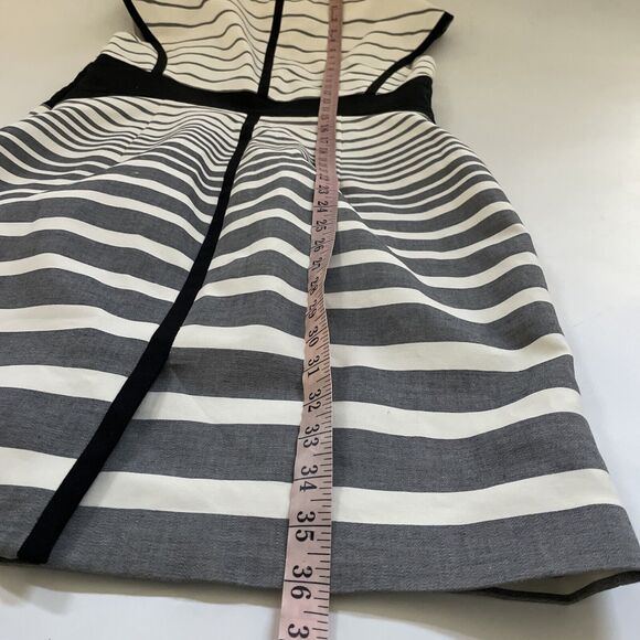 Karen Millen Pencil Dress Unique‎ Folded Neckline Striped Business Workwear 10 - Picture 6 of 13